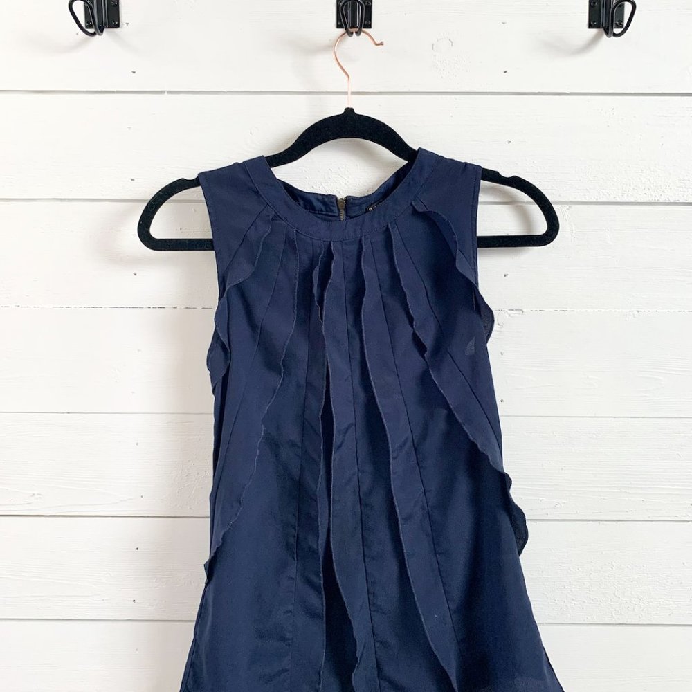 Pure Sugar Navy Ruffled Zip Sleeveless Blouse